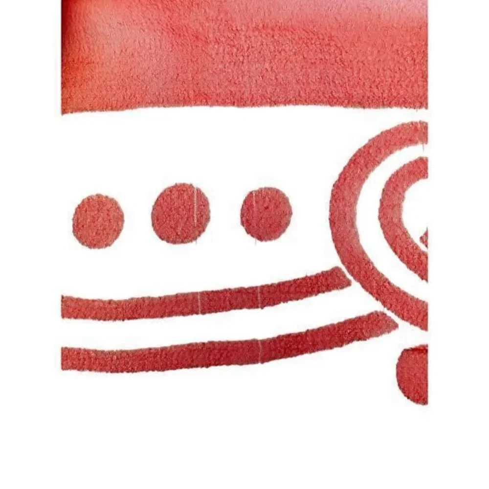 Vintage 60's 70's Red‎ & Gray Cream Swirls & Dots Pattern Retro 16x40